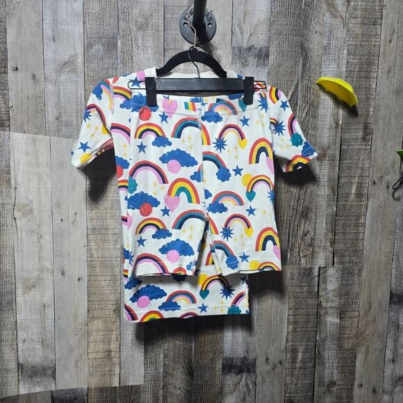 Hanna Anderson Rainbow Stripe Short John Pajamas In Organic Cotton - Picture 1 of 6